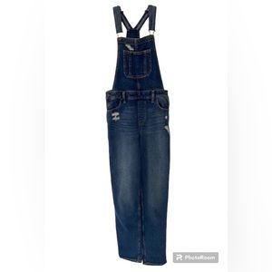 Hollister Blue Denim High Rise Crop Boyfriend Bib Overall